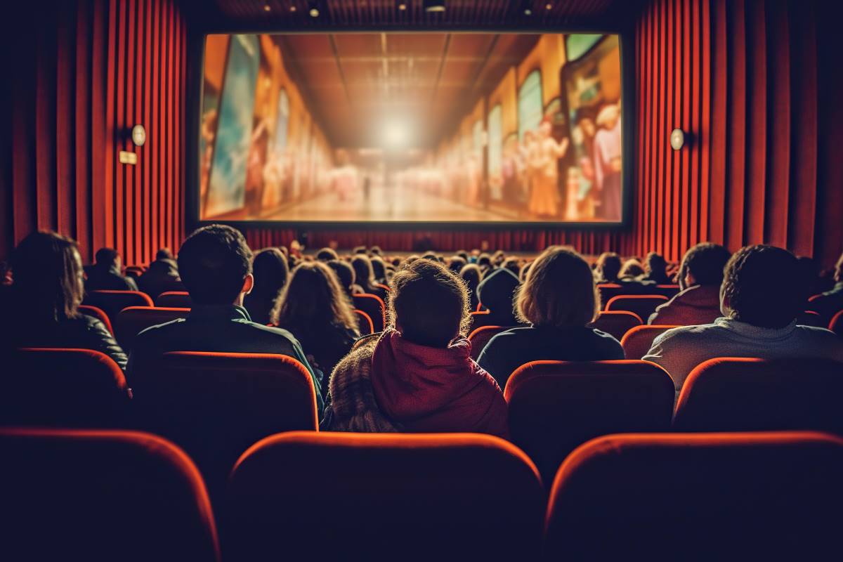 Pessoas assistindo a um filme no cinema